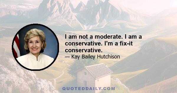 I am not a moderate. I am a conservative. I'm a fix-it conservative.