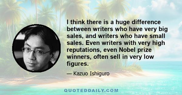 I think there is a huge difference between writers who have very big sales, and writers who have small sales. Even writers with very high reputations, even Nobel prize winners, often sell in very low figures.