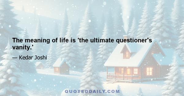 The meaning of life is 'the ultimate questioner's vanity.'