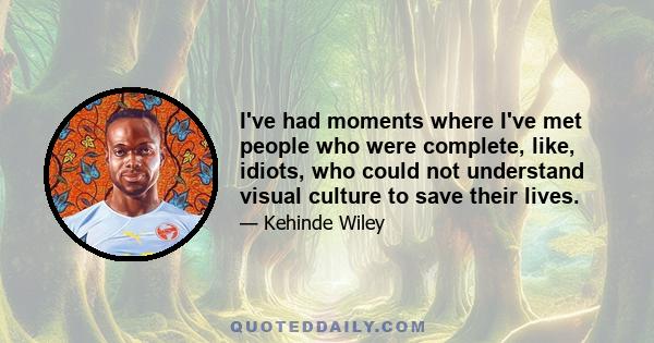 I've had moments where I've met people who were complete, like, idiots, who could not understand visual culture to save their lives.