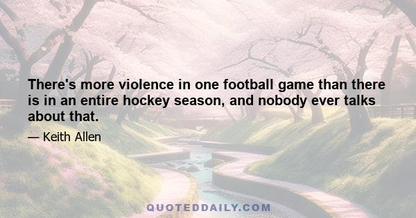 There's more violence in one football game than there is in an entire hockey season, and nobody ever talks about that.