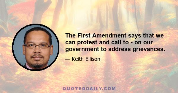 The First Amendment says that we can protest and call to - on our government to address grievances.