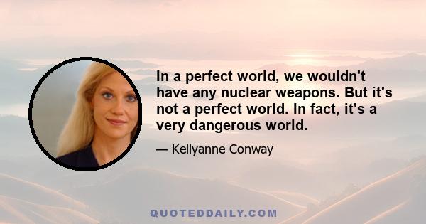 In a perfect world, we wouldn't have any nuclear weapons. But it's not a perfect world. In fact, it's a very dangerous world.