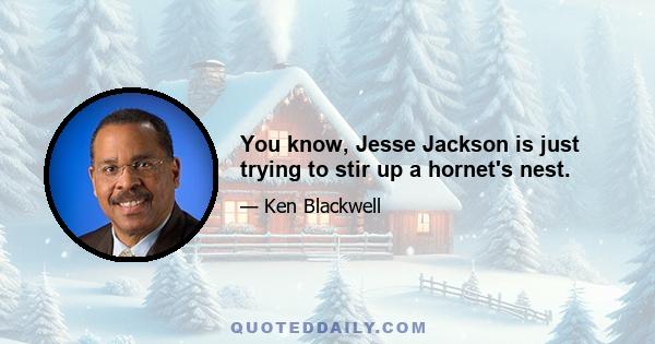 You know, Jesse Jackson is just trying to stir up a hornet's nest.