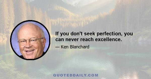 If you don't seek perfection, you can never reach excellence.