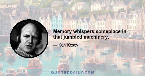 Memory whispers someplace in that jumbled machinery.