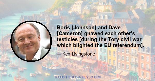 Boris [Johnson] and Dave [Cameron] gnawed each other's testicles [during the Tory civil war which blighted the EU referendum].