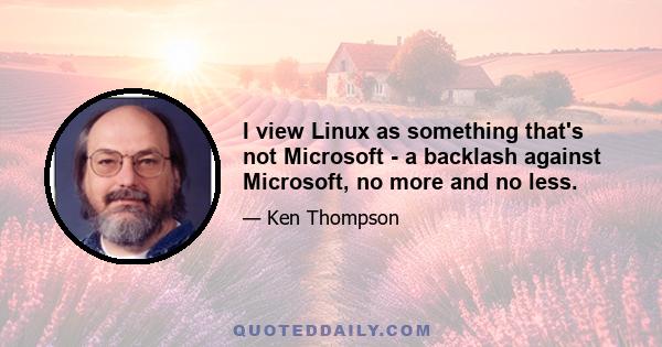 I view Linux as something that's not Microsoft - a backlash against Microsoft, no more and no less.