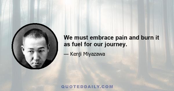 We must embrace pain and burn it as fuel for our journey.