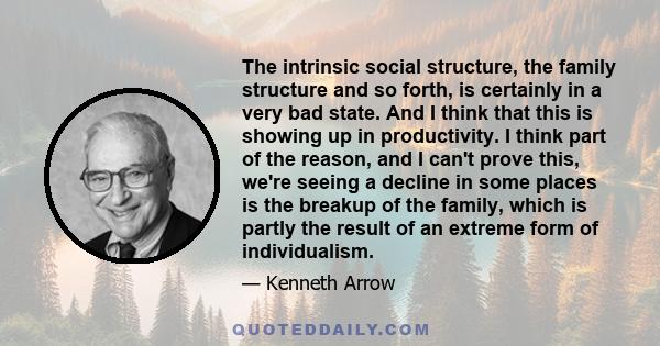 The intrinsic social structure, the family structure and so forth, is certainly in a very bad state. And I think that this is showing up in productivity. I think part of the reason, and I can't prove this, we're seeing