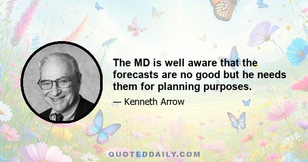 The MD is well aware that the forecasts are no good but he needs them for planning purposes.