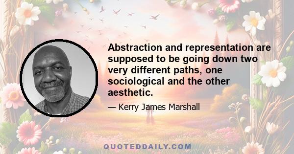 Abstraction and representation are supposed to be going down two very different paths, one sociological and the other aesthetic.