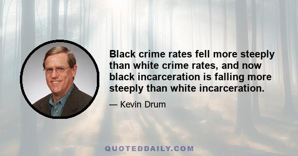 Black crime rates fell more steeply than white crime rates, and now black incarceration is falling more steeply than white incarceration.