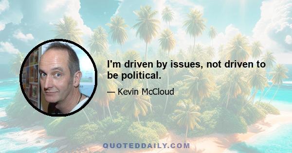 I'm driven by issues, not driven to be political.