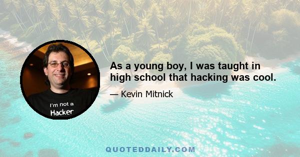 As a young boy, I was taught in high school that hacking was cool.