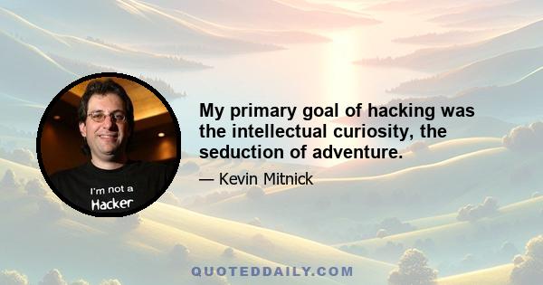 My primary goal of hacking was the intellectual curiosity, the seduction of adventure.