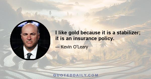 I like gold because it is a stabilizer; it is an insurance policy.