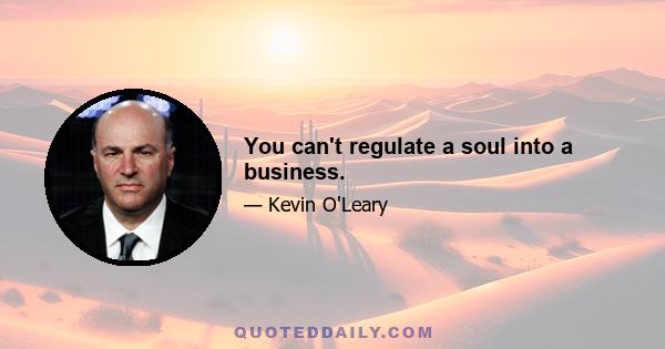 You can't regulate a soul into a business.