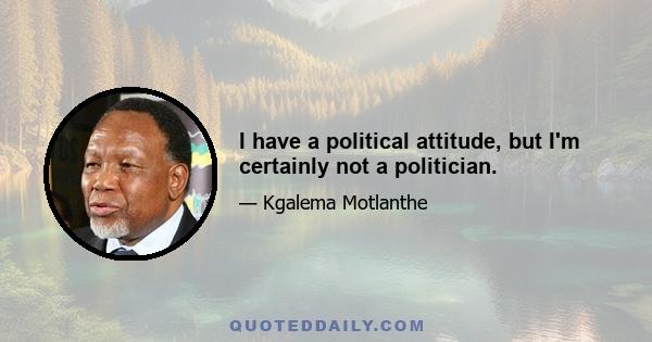 I have a political attitude, but I'm certainly not a politician.