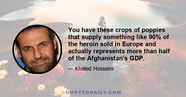 You have these crops of poppies that supply something like 90% of the heroin sold in Europe and actually represents more than half of the Afghanistan's GDP.