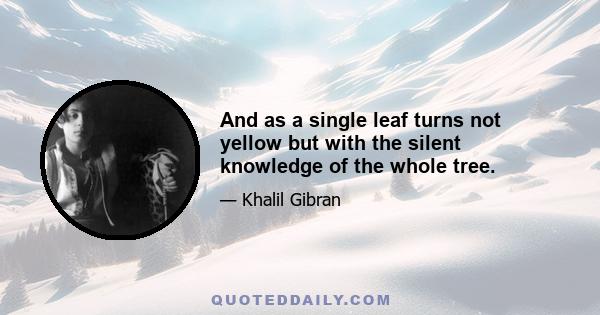 And as a single leaf turns not yellow but with the silent knowledge of the whole tree.