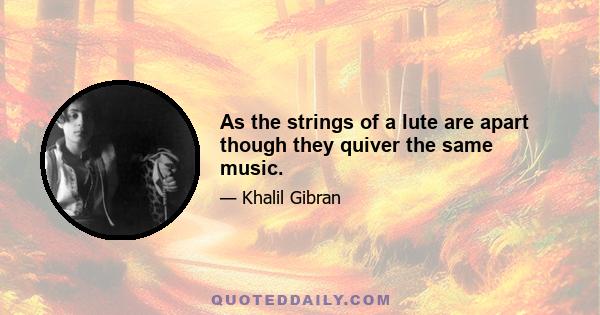 As the strings of a lute are apart though they quiver the same music.