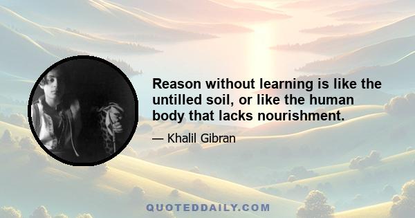 Reason without learning is like the untilled soil, or like the human body that lacks nourishment.