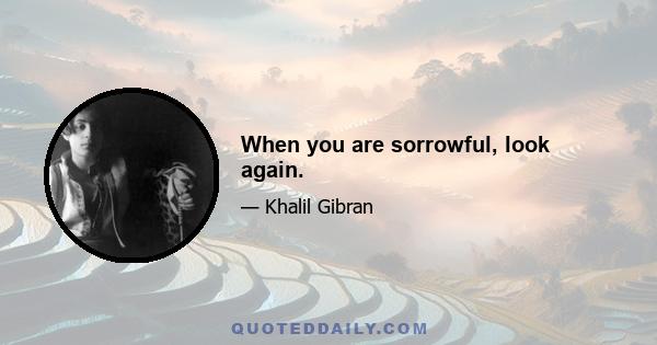 When you are sorrowful, look again.