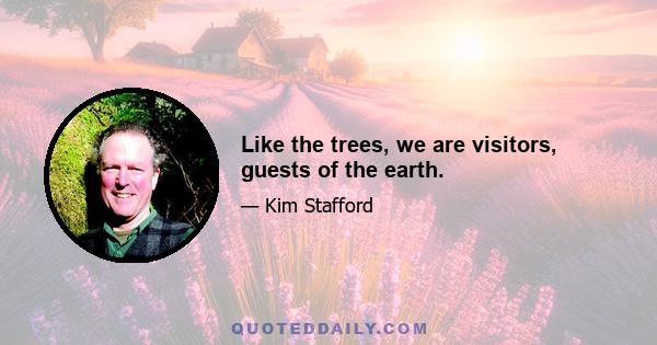 Like the trees, we are visitors, guests of the earth.