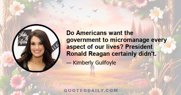 Do Americans want the government to micromanage every aspect of our lives? President Ronald Reagan certainly didn't.