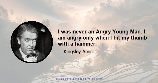 I was never an Angry Young Man. I am angry only when I hit my thumb with a hammer.