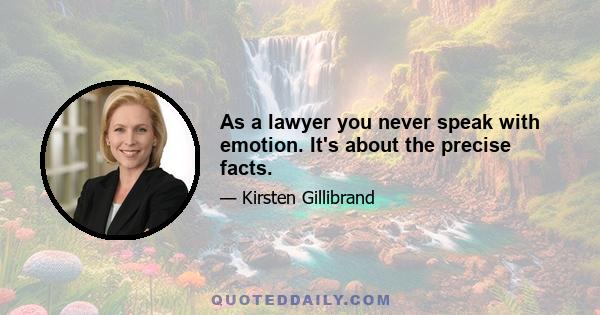 As a lawyer you never speak with emotion. It's about the precise facts.