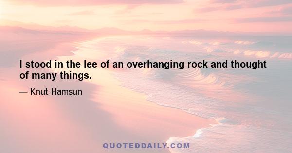 I stood in the lee of an overhanging rock and thought of many things.