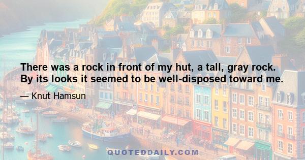 There was a rock in front of my hut, a tall, gray rock. By its looks it seemed to be well-disposed toward me.