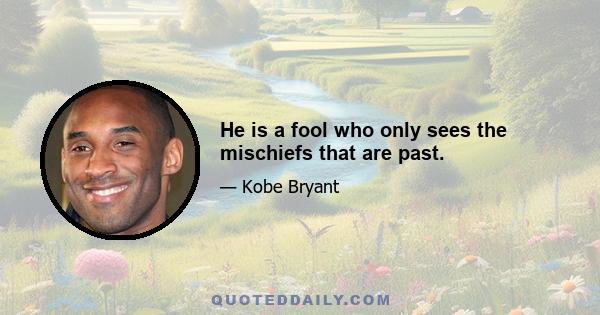 He is a fool who only sees the mischiefs that are past.