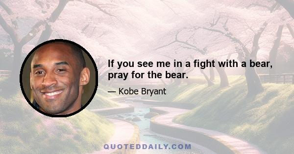 If you see me in a fight with a bear, pray for the bear.