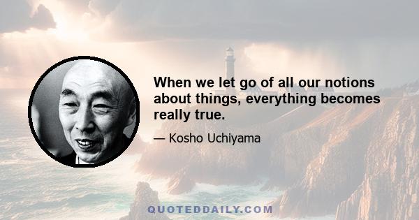 When we let go of all our notions about things, everything becomes really true.