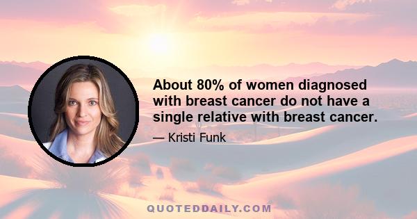 About 80% of women diagnosed with breast cancer do not have a single relative with breast cancer.