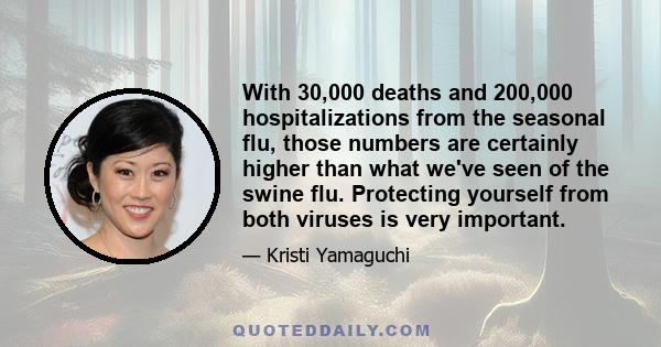 With 30,000 deaths and 200,000 hospitalizations from the seasonal flu, those numbers are certainly higher than what we've seen of the swine flu. Protecting yourself from both viruses is very important.