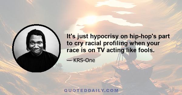 It's just hypocrisy on hip-hop's part to cry racial profiling when your race is on TV acting like fools.