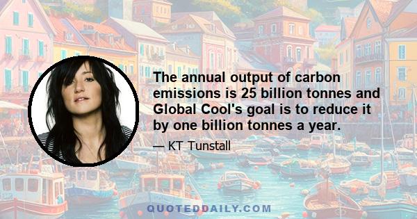 The annual output of carbon emissions is 25 billion tonnes and Global Cool's goal is to reduce it by one billion tonnes a year.