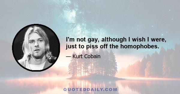 I'm not gay, although I wish I were, just to piss off the homophobes.