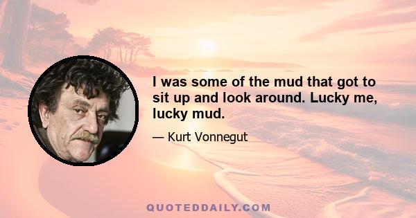 I was some of the mud that got to sit up and look around. Lucky me, lucky mud.