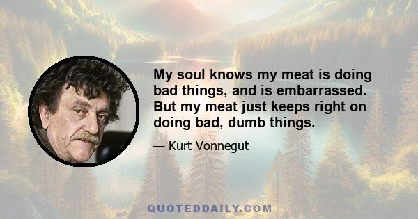 My soul knows my meat is doing bad things, and is embarrassed. But my meat just keeps right on doing bad, dumb things.