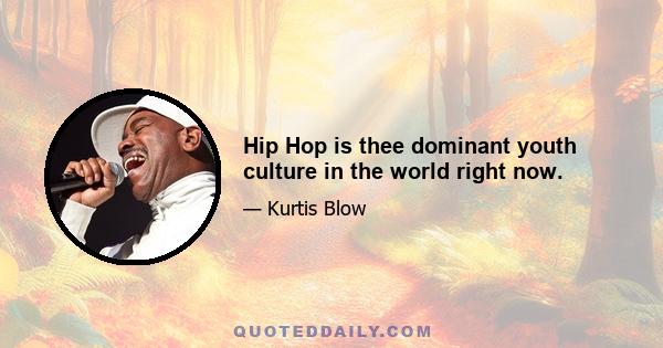 Hip Hop is thee dominant youth culture in the world right now.