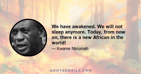 We have awakened. We will not sleep anymore. Today, from now on, there is a new African in the world!