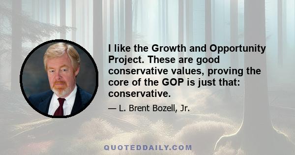 I like the Growth and Opportunity Project. These are good conservative values, proving the core of the GOP is just that: conservative.