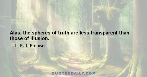 Alas, the spheres of truth are less transparent than those of illusion.