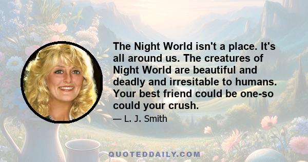 The Night World isn't a place. It's all around us. The creatures of Night World are beautiful and deadly and irresitable to humans. Your best friend could be one-so could your crush.