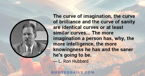 The curve of imagination, the curve of brilliance and the curve of sanity are identical curves or at least similar curves... The more imagination a person has, why, the more intelligence, the more knowingness he has and 